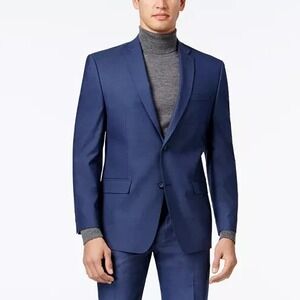 Marc New York Mens Suit Jacket Blazer Modern fit 42R Blue Solid Stretch‎ E121735